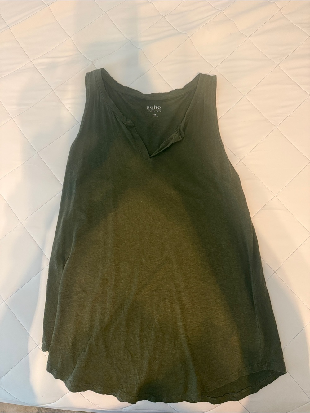 Soho Olive Green V-Neck Sleeveless Tank
